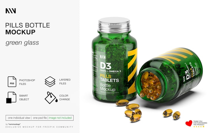 PSD maqueta de botella de pastillas