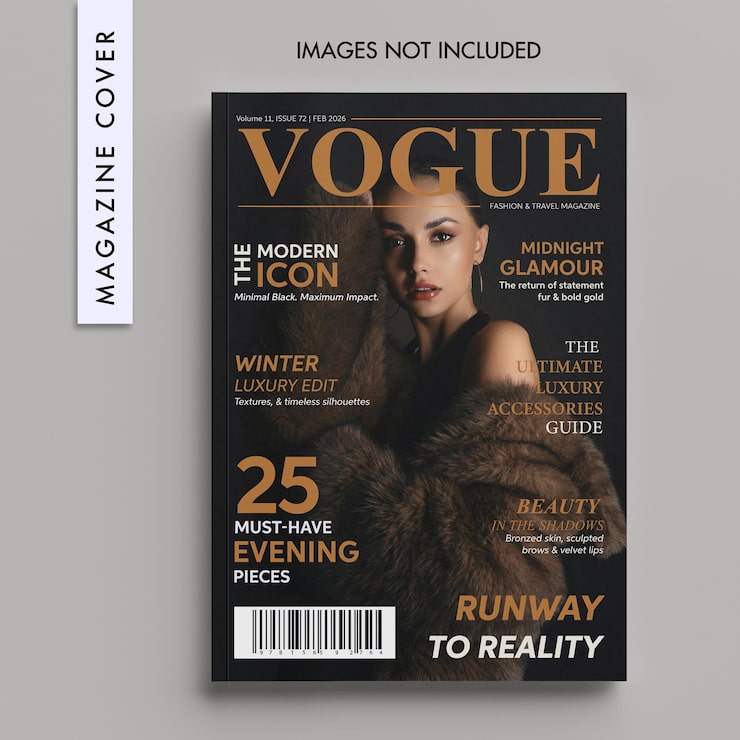 PSD maqueta de portada de revista de moda