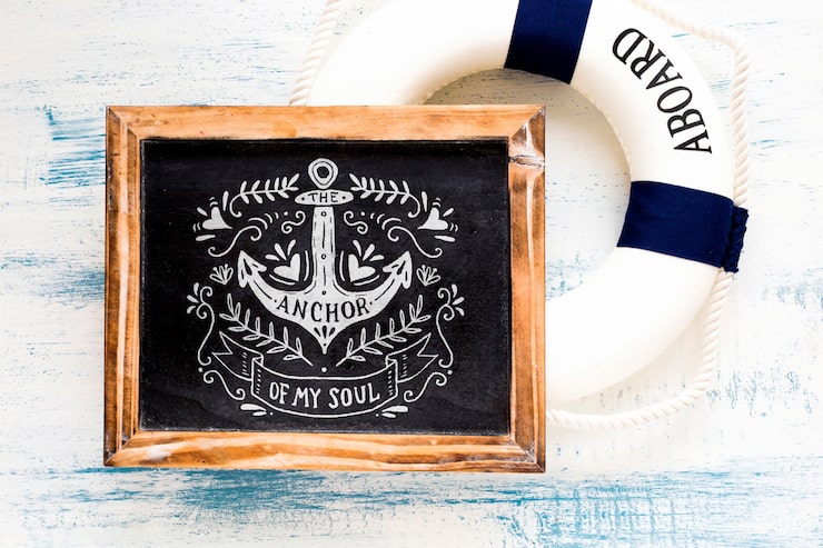 PSD maquete de verão com ardósia e anel de vida