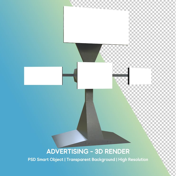 PSD maquette d'affichage publicitaire 3d avec plusieurs écrans