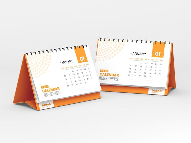 PSD maquette de calendrier de bureau horizontal