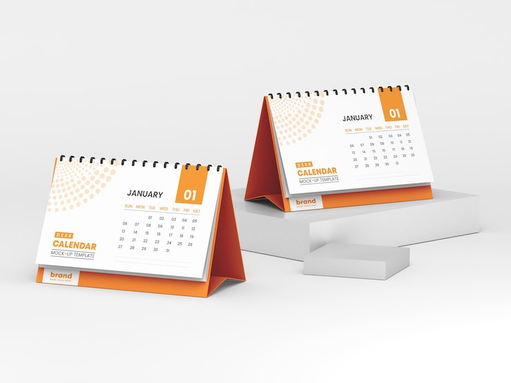 PSD maquette de calendrier de bureau horizontal