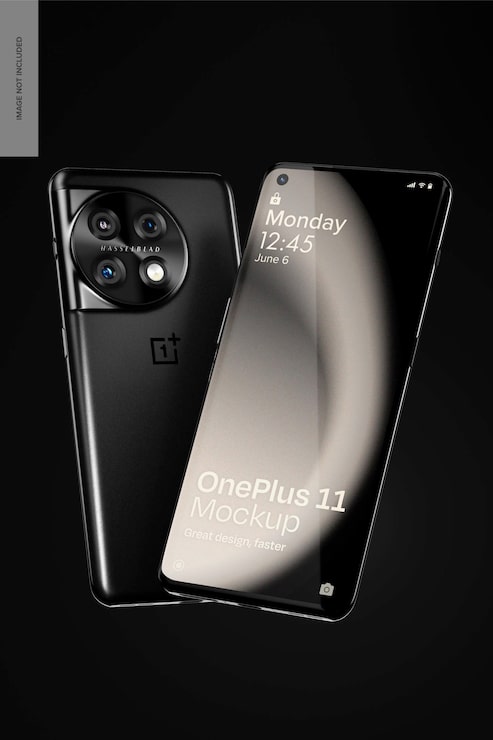 PSD la maquette noire du oneplus 11 est en chute