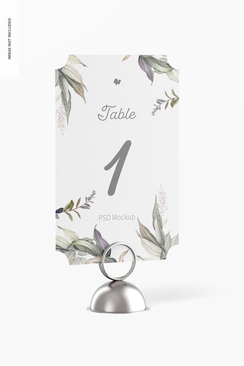 PSD maquette de porte-cartes avec numéro de table, vue de face