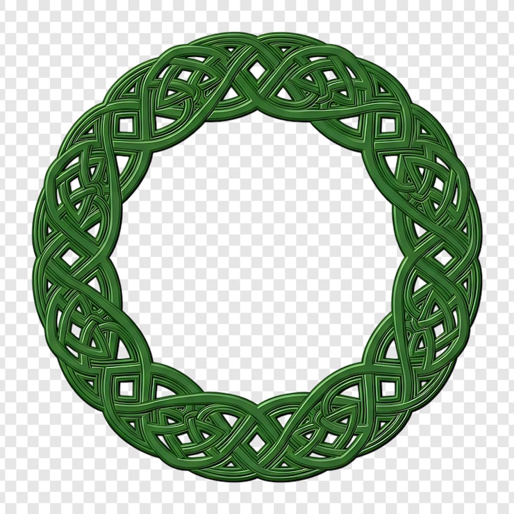 PSD marco circular con nudo celta verde intrincado