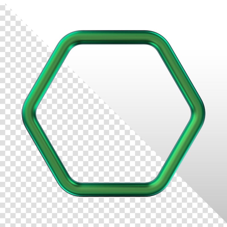 PSD marco hexagonal redondeado metálico verde 3d