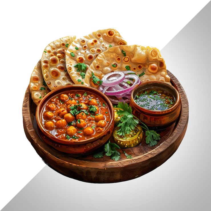 PSD masala de grão-de-bico picante ou curry de chole isolado em fundo transparente