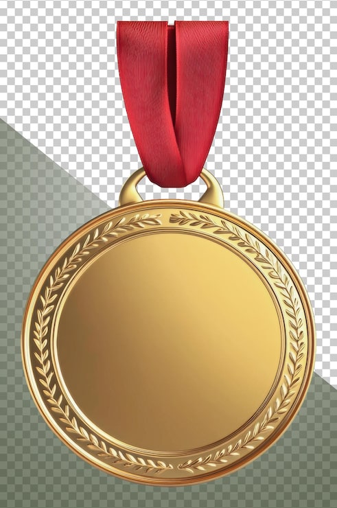 PSD médaille du prix png avec un ruban rouge sur un fond blanc