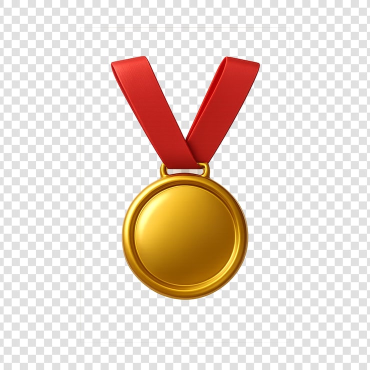 PSD médaille d'or avec ruban rouge pour l'accomplissement et la victoire