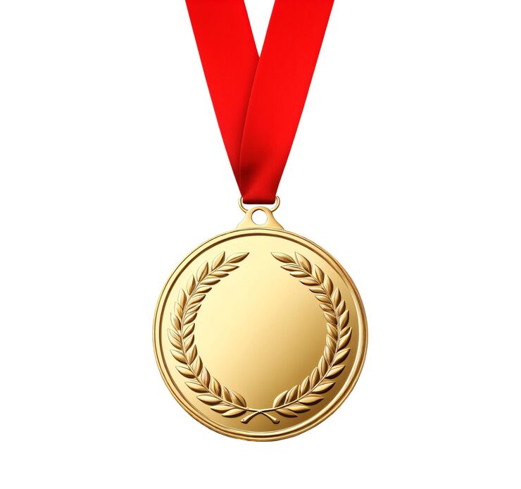 PSD médaille d'or avec ruban rouge