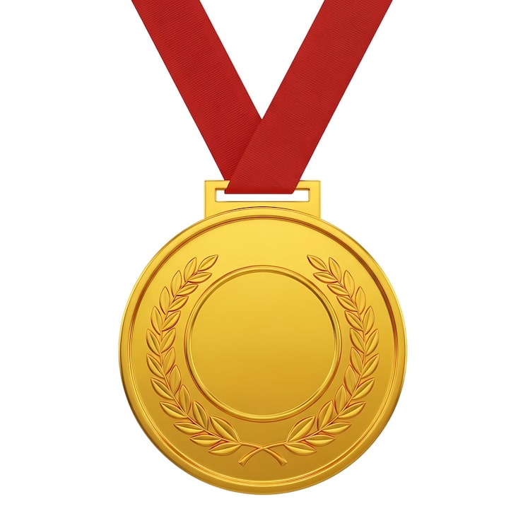 PSD médaille d'or avec ruban rouge