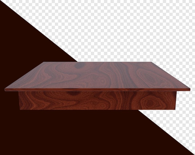 PSD meja kayu dengan bangku bertekstur cokelat
