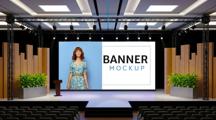 PSD mockup de banner de escenario