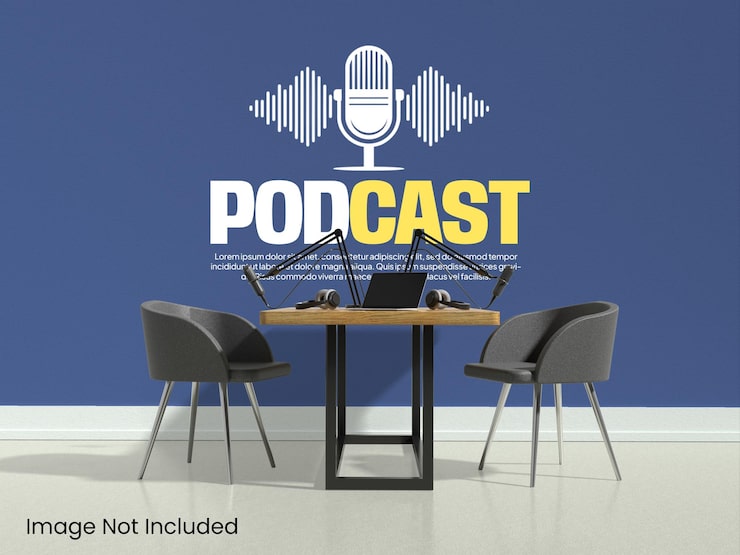 PSD mockup de sala de podcast