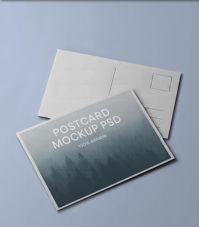 PSD mockup di cartolina con scena paesaggistica