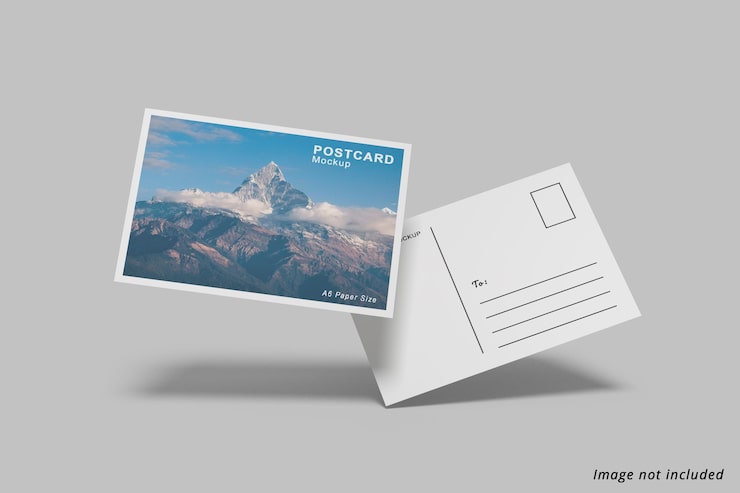 PSD mockup di volantino cartolina a6 galleggiante