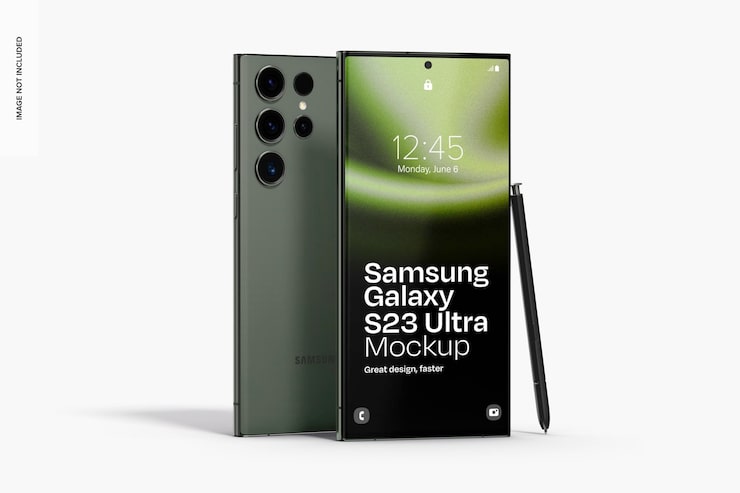 PSD mockup du samsung galaxy s23 ultra à l'avant et à l'arrière