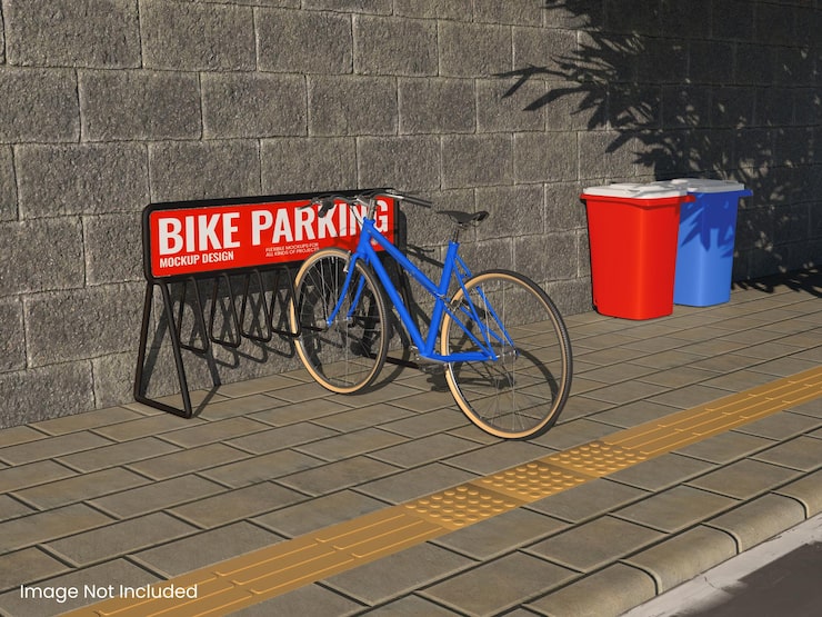 PSD mockup de estacionamiento de bicicletas