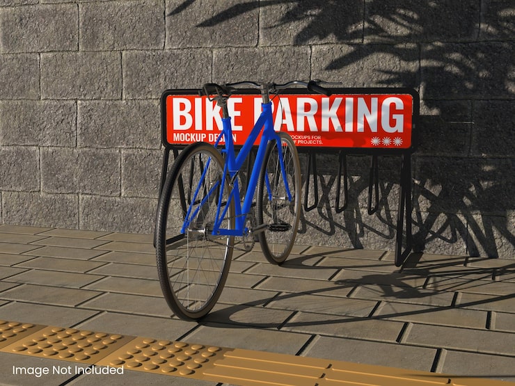 PSD mockup de estacionamiento de bicicletas
