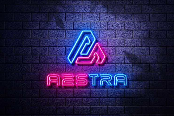 PSD mockup logo efek cahaya neon