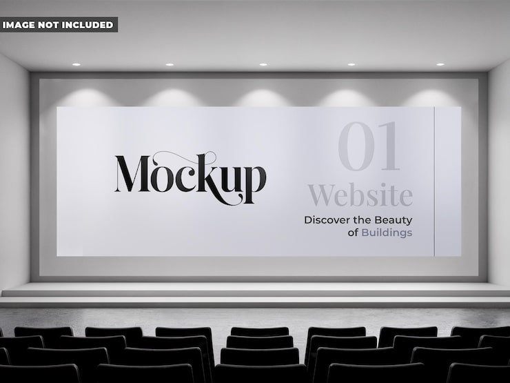 PSD mockup de presentación en un auditorio