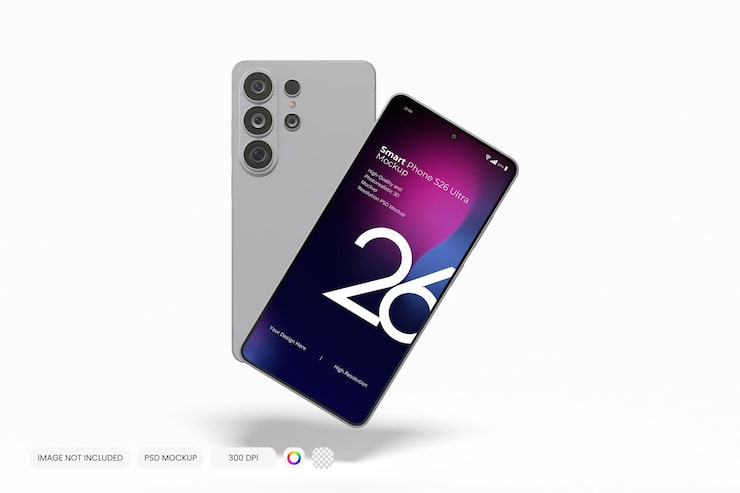 PSD mockup de smartphone moderne avec vue de face et de dos