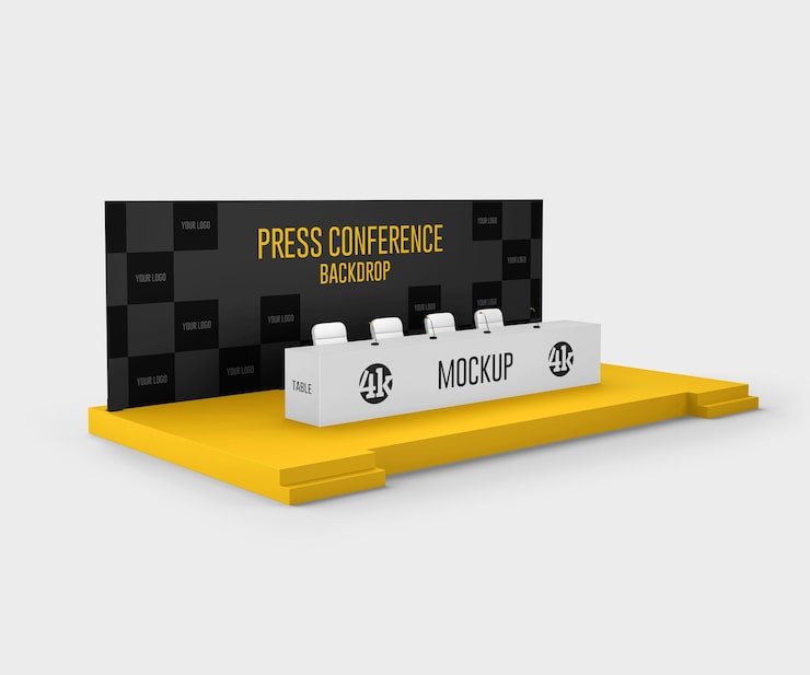 PSD mockup del telón de fondo de la conferencia de prensa