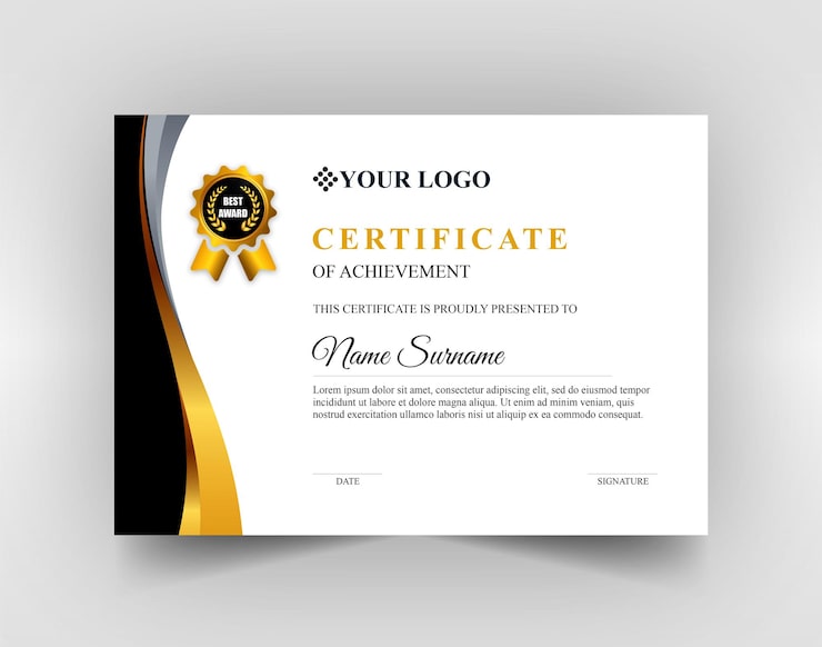PSD modello di certificato psd