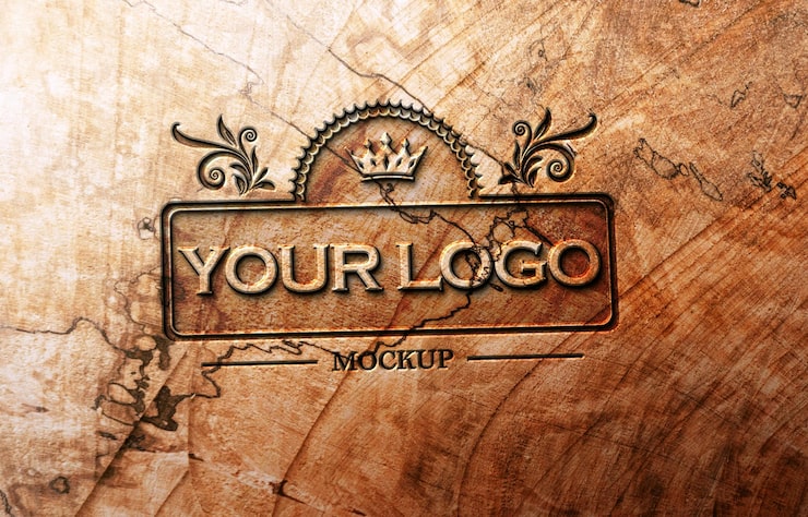 PSD modello di logo di artigianato in legno modello di logo in legno
