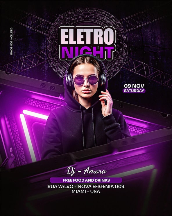 PSD modello di volantino per festa electro night