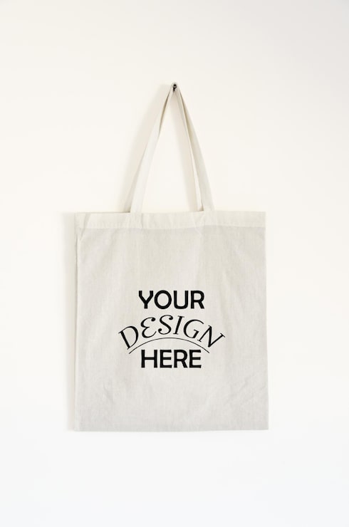 PSD modelo de bolsa de tote de lienzo en blanco