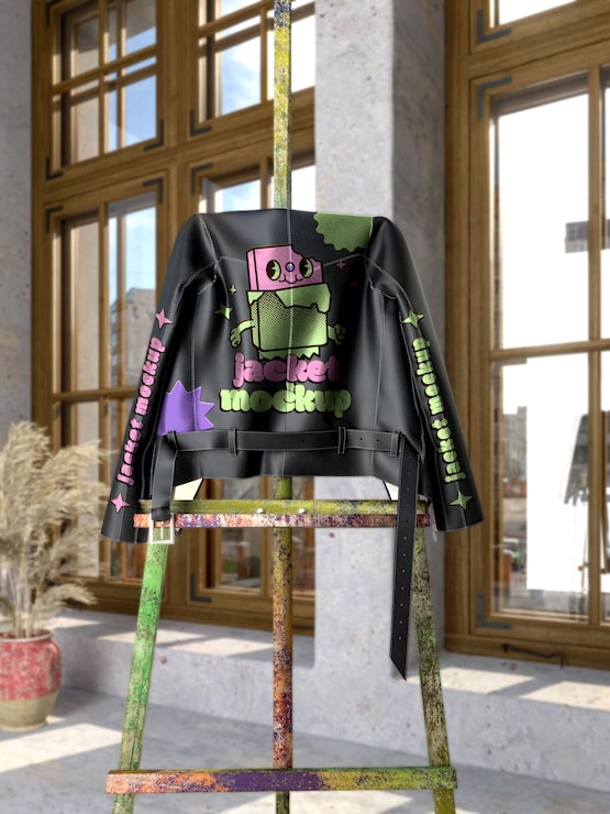 PSD modelo de chaqueta de cuero para mujeres