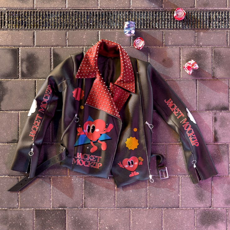 PSD modelo de chaqueta de cuero para mujeres