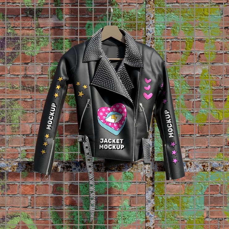 PSD modelo de chaqueta de cuero para mujeres