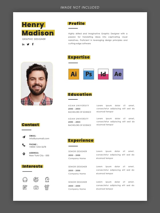 PSD modelo de currículum o currículum de diseñador gráfico moderno creativo psd