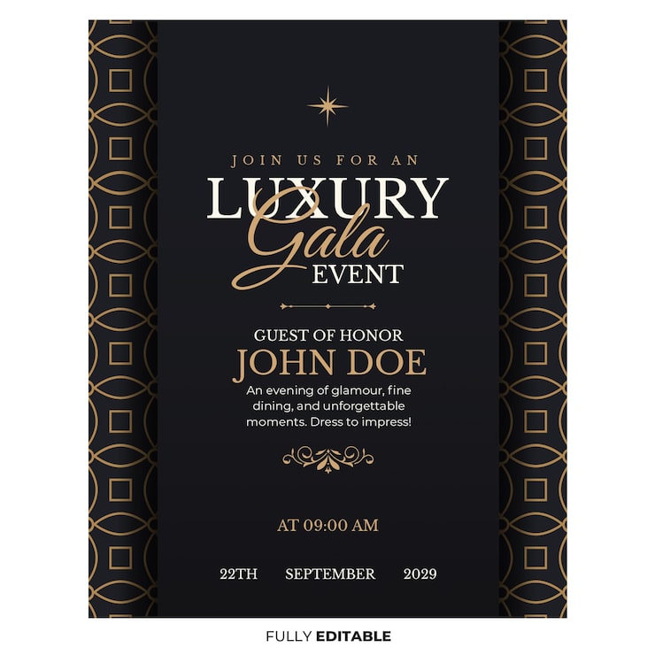 PSD modelo de convite para um evento elegante