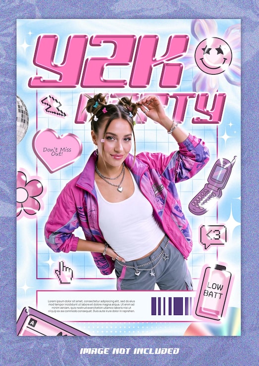 PSD modelo de flyer de evento de festa y2k
