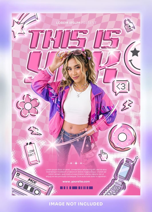 PSD modelo de flyer de moda retrô y2k