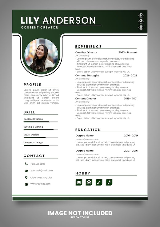 PSD moderne modèle de curriculum vitæ simple de conception psd