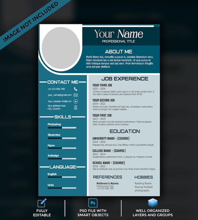 PSD moderne modèle de cv en format psd