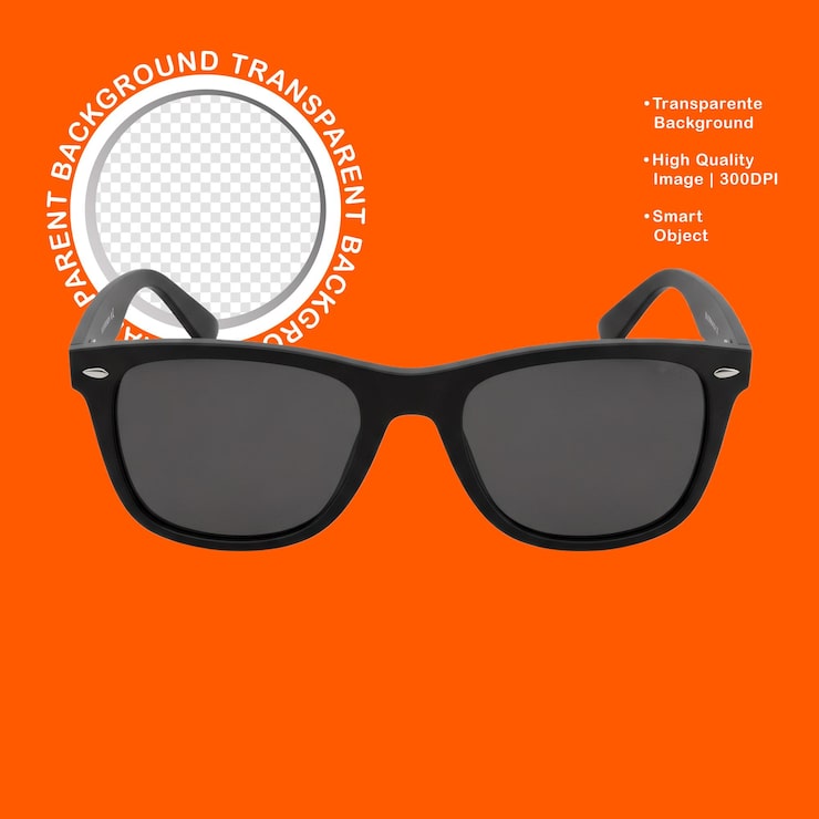 PSD óculos de sol wayfarer pretos em fundo transparente