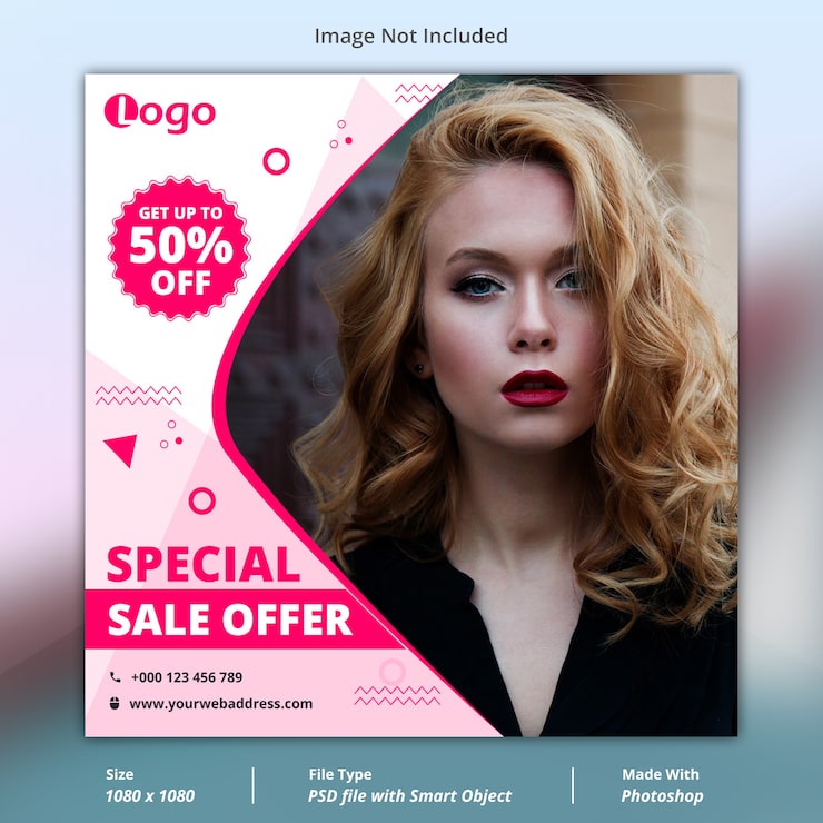 PSD oferta especial de venda de mídia social banner template