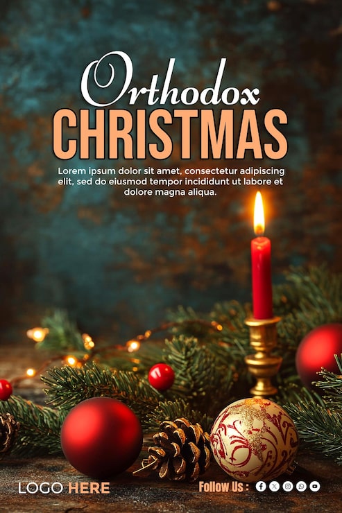 PSD orthodoxe social-media-poster-kopie-raum-banner-hintergrund