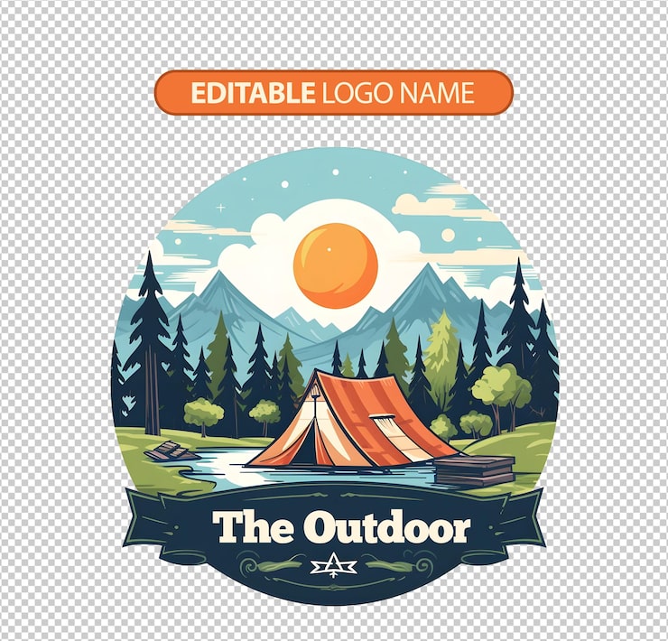 PSD outdoor-camping-logo isoliert auf dem hintergrund