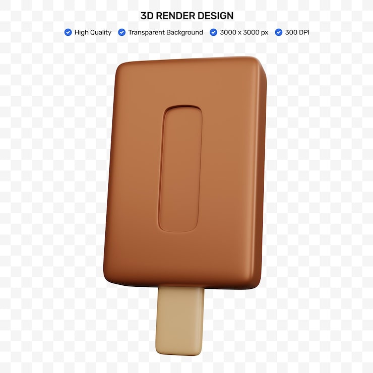 PSD palitos de helado de chocolate de renderizado 3d aislados