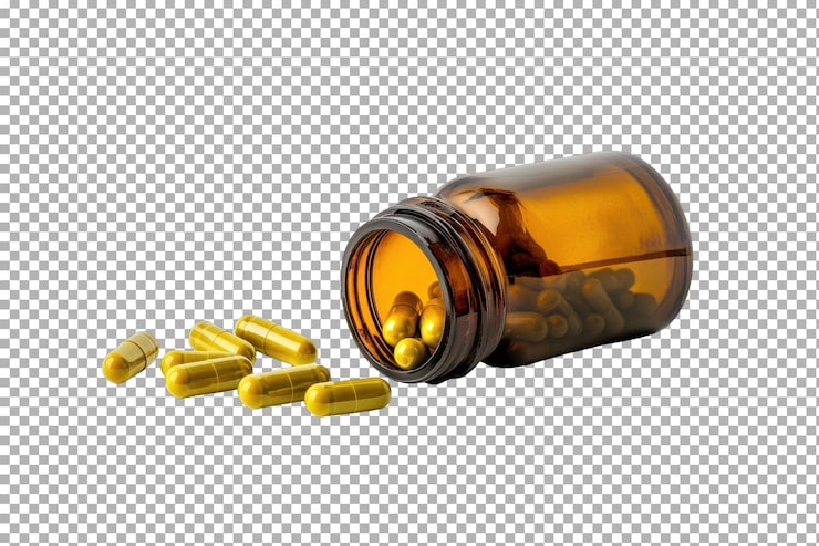 PSD pastillas para la tiroides aisladas en un fondo transparente