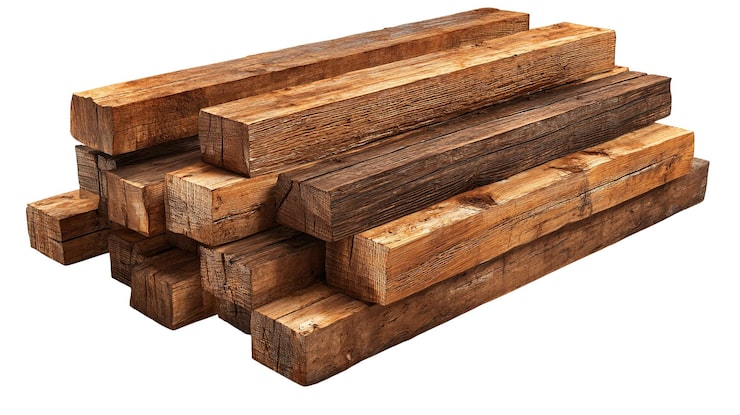 PSD pila de vigas y maderos de madera rústica envejecida