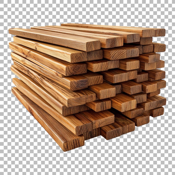 PSD pilas de tablas de madera de png contra un fondo transparente