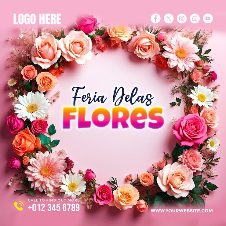PSD plantilla de banner y póster de las redes sociales de feria delas flores