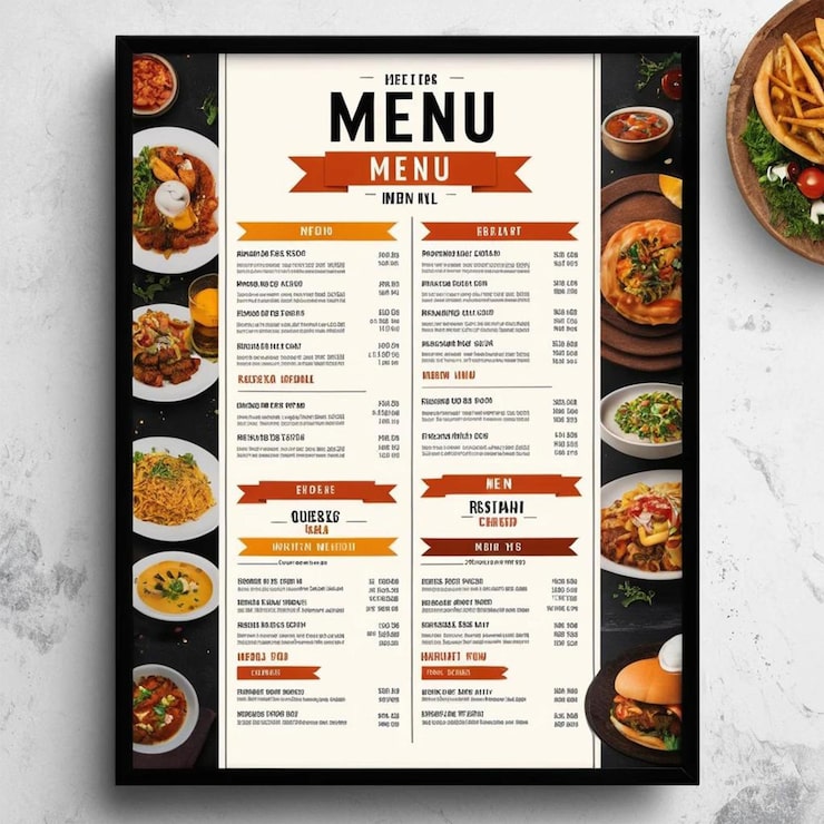 PSD plantilla de diseño de cartel de menú de comida de restaurante